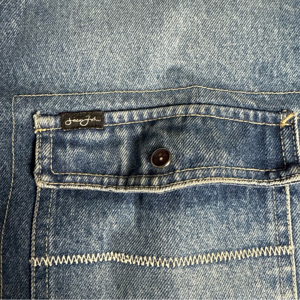 VTG Sean John Jacket Men Blue Denim Pearl Snap Button Pockets Cowboy. - Picture 5 of 14